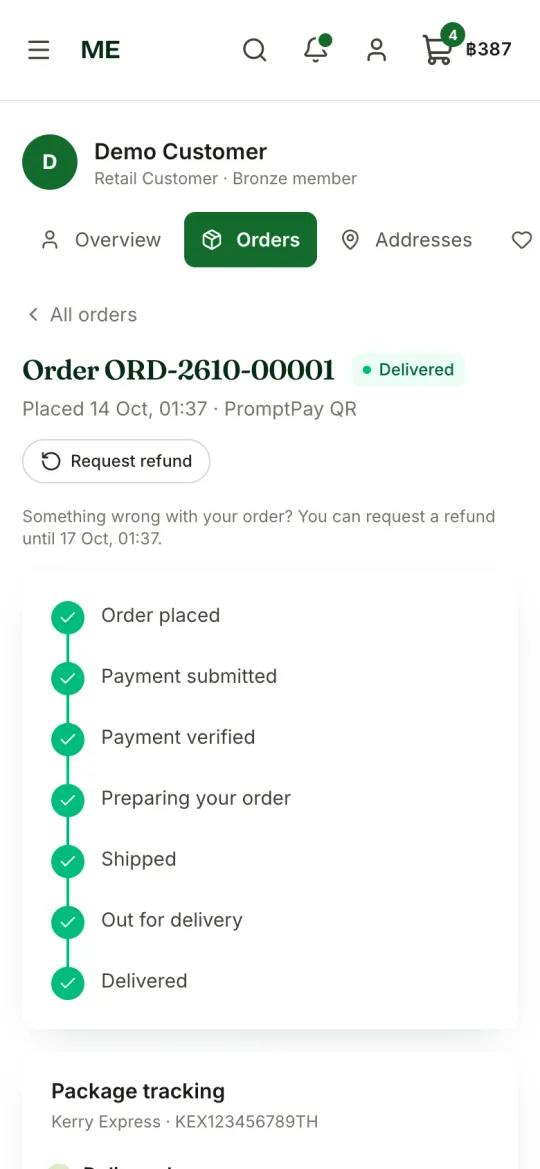 Order progress